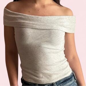 Hollister Off-Shoulder Cream Crop Top